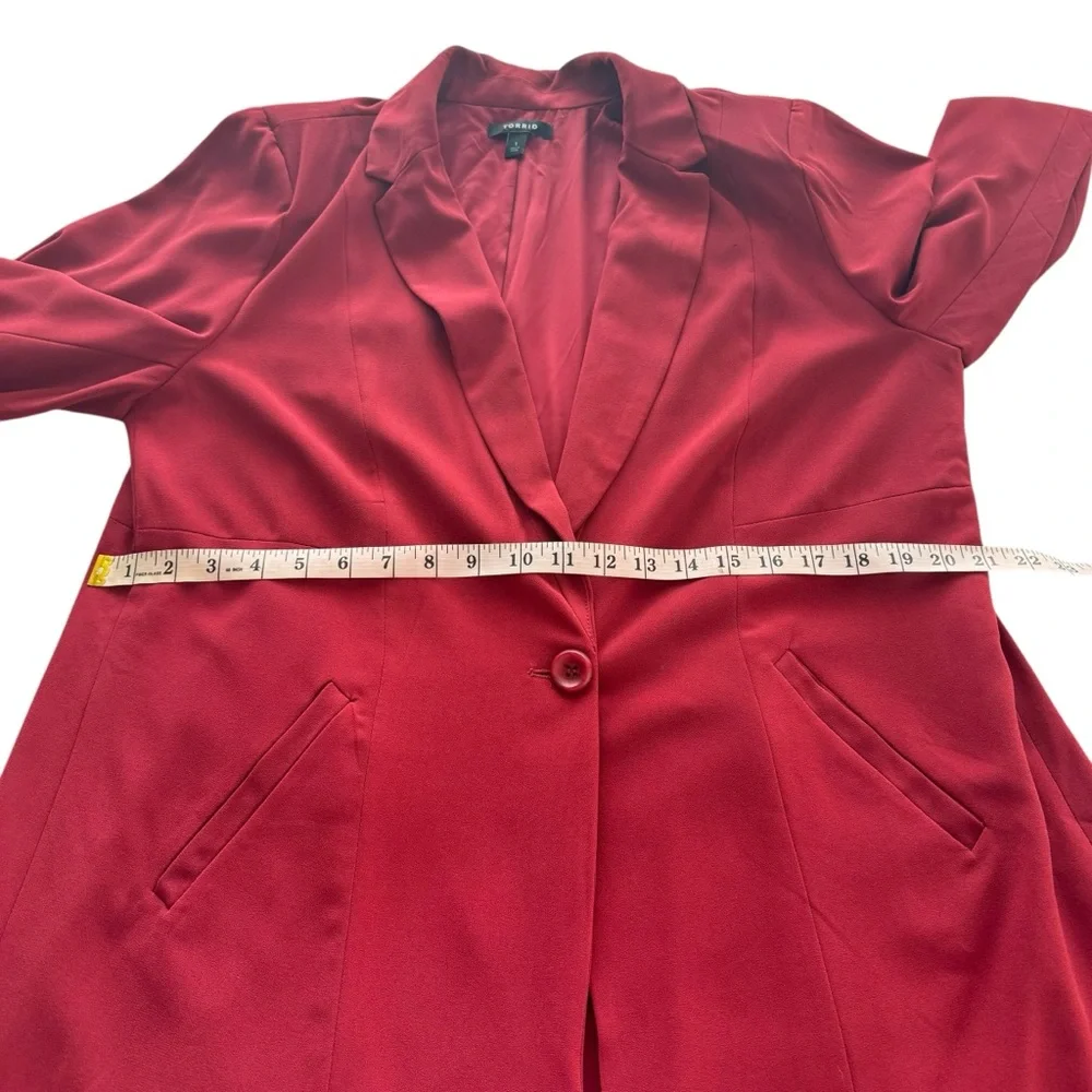 Torrid Studio Crepe Longline Blazer Single Button Breasted Long Jester Red 1X - Picture 13 of 15